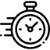 An infographic graphic showing a stopwatch speeding to the right.